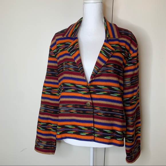 VINTAGE BLAZER COLORFUL GEOMETRIC PRINT - Picture 13 of 13